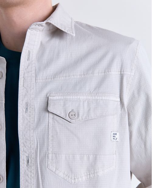 Camisa manga larga cuello camisero para hombre