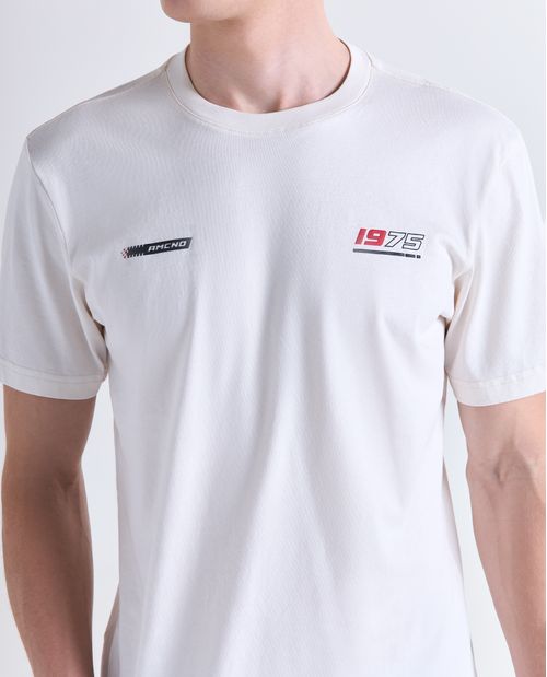 Camiseta estampado localizado manga corta cuello redondo para hombre