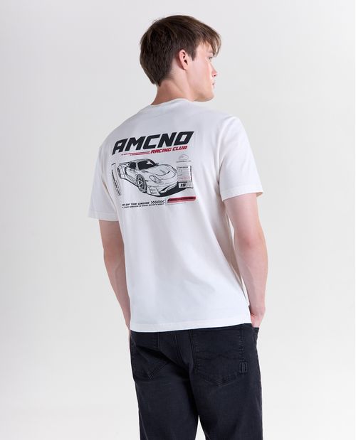 Camiseta estampado localizado manga corta cuello redondo para hombre