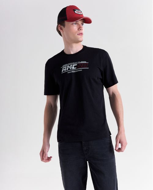 Camiseta estampado localizado manga corta cuello redondo para hombre