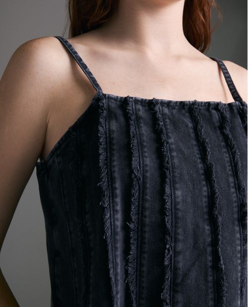 Camisa slim manga corta cuello redondo para mujer