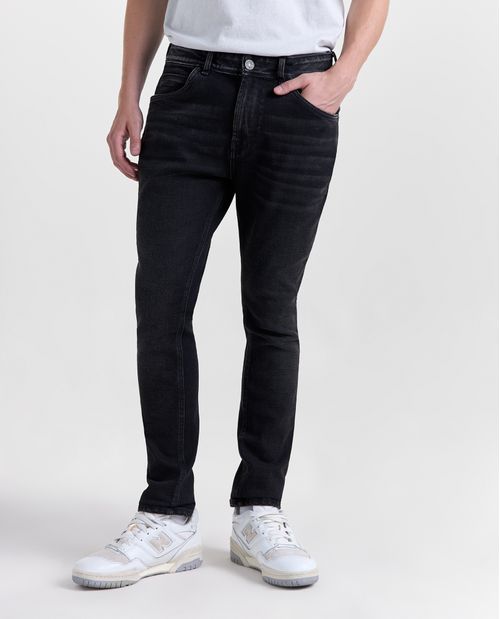 Jeans Slim Algodón Negro Desvanecido