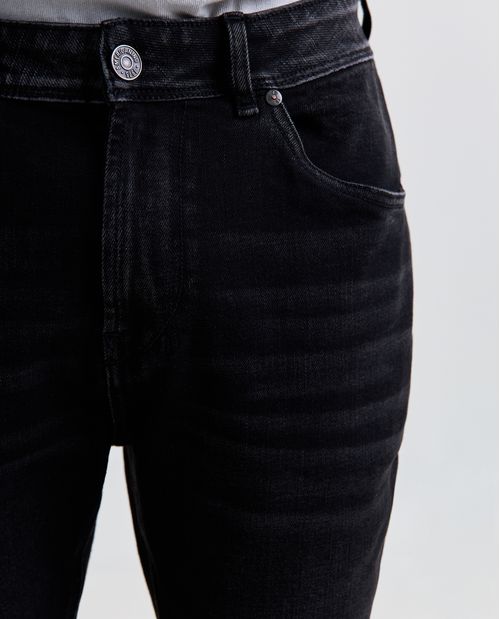 Jeans Slim Algodón Negro Desvanecido