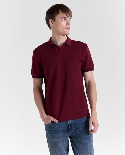 Camiseta textura manga corta cuello Polo para hombre