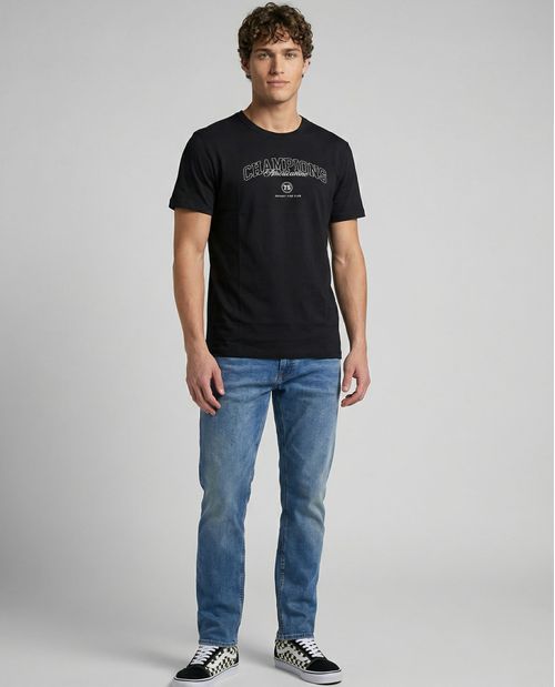 Camiseta estampado localizado manga regular cuello redondo para hombre