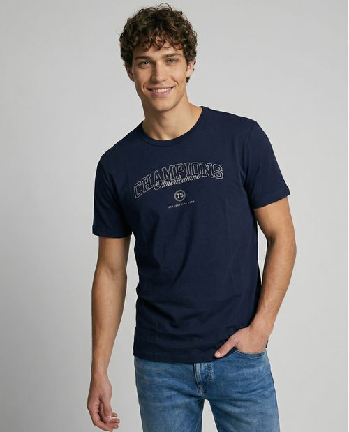 Camiseta estampado localizado manga regular cuello redondo para hombre