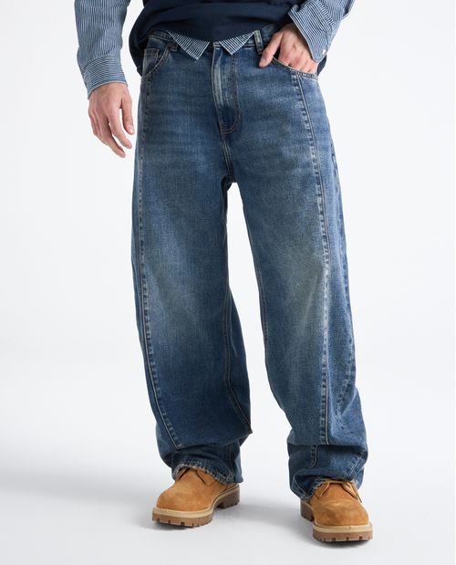 Jean Hombre Regular Fit Bota Recta Tiro Medio Azul Medio