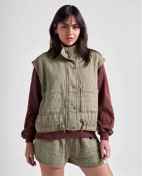 Chaqueta regular algodón acolchada para mujer