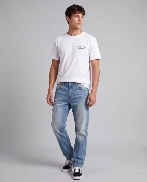 Jean Hombre Regular Fit Tiro Medio Azul Claro